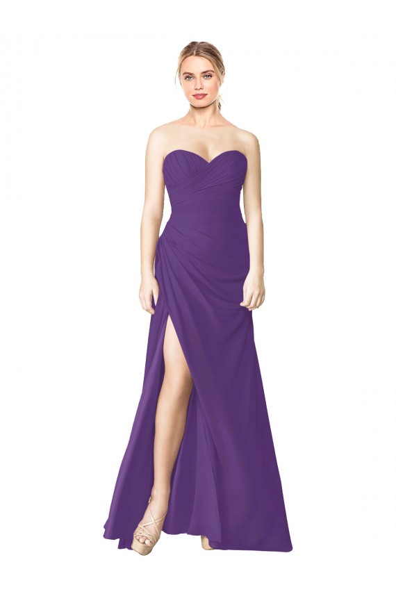 Sem Mangas Amor Lombar Chiffon Linha A Ameixa Roxa Vestidos de Madrinha
