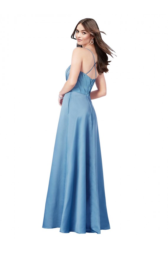 Sem Mangas Alças finas Criss Cruz Cetim Bainha Vestidos de Madrinha / Vestidos de Noite / Vestidos de Festa