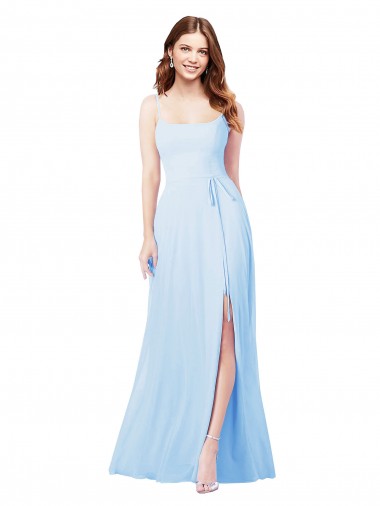 Sem Mangas Alças finas Chiffon Bainha Longo Vestidos de Madrinha