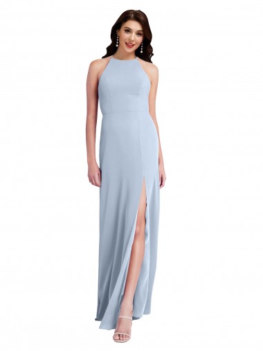 Sem Mangas Cabeçada Abrir de volta Crepe Esticado Bainha Vestidos de Madrinha / Vestidos de Noite / Vestidos de Festa