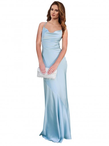 Sem Mangas Decote Capuz Abrir de volta Cetim Sedoso Bainha Vestidos de Madrinha / Vestidos de Noite / Vestidos de Festa