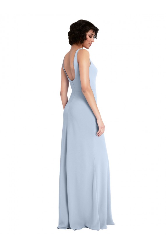 Sem Mangas Decote Quadrado Crepe Esticado Bainha Longo Vestidos de Madrinha / Vestidos de Festa