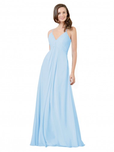 Sem Mangas Alças finas Buraco da fechadura Chiffon Linha A Vestido de Madrinha
