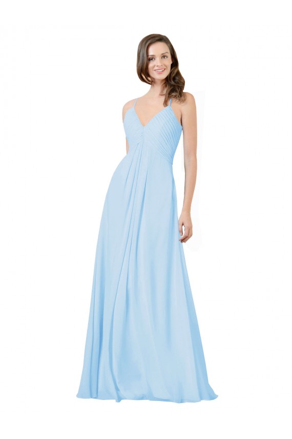 Sem Mangas Alças finas Buraco da fechadura Chiffon Linha A Vestido de Madrinha