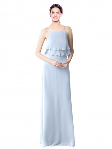 Sem Mangas Cabeçada Chiffon Linha A Longo Vestidos de Festa