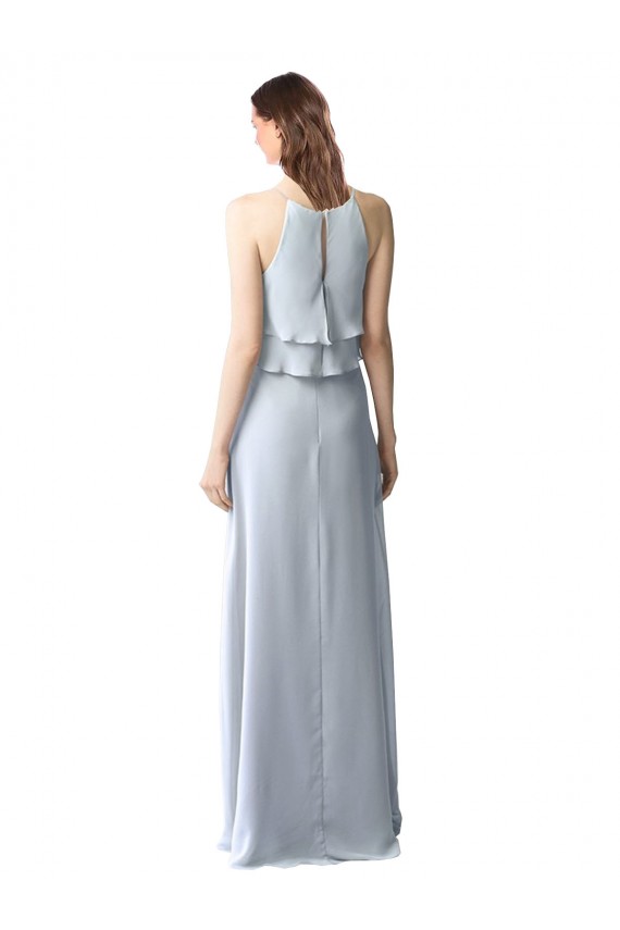 Sem Mangas Cabeçada Chiffon Linha A Longo Vestidos de Festa