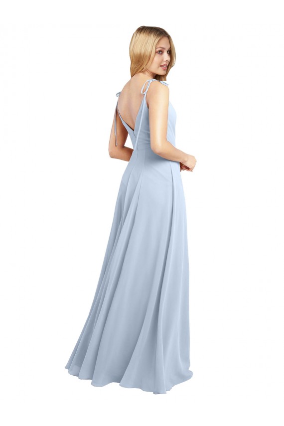 Sem Mangas Alças finas Costas em V Chiffon Linha A Vestido de Madrinha
