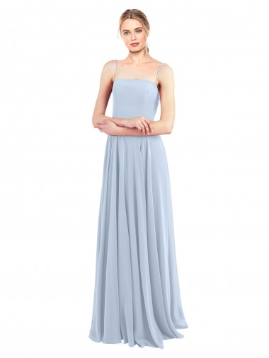 Sem Mangas Alças finas Lombar Chiffon Linha A Vestidos de Festa / Vestidos de Madrinha