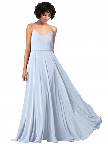 Sem Mangas Alças finas Lombar Chiffon Linha A Vestido de Festa / Vestido de Madrinha