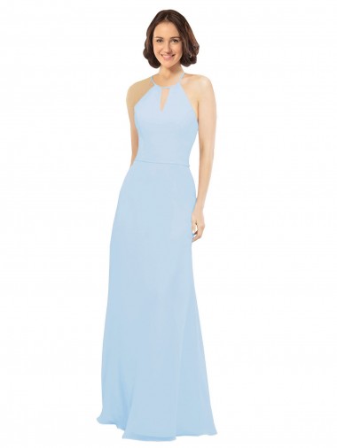 Sem Mangas Cabeçada Chiffon Linha A Vestido de Madrinha / Vestido de Baile