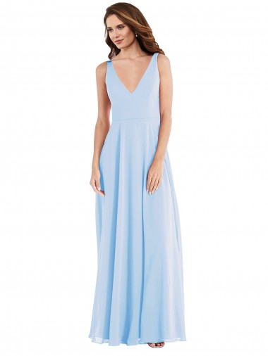 Sem Mangas Decote V Chiffon Linha A Vestido de Madrinha