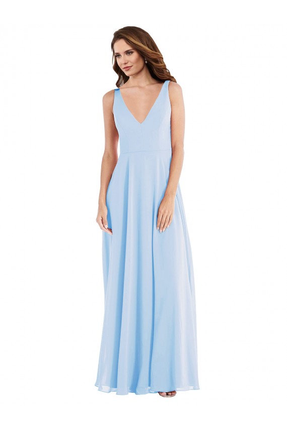 Sem Mangas Decote V Chiffon Linha A Vestido de Madrinha