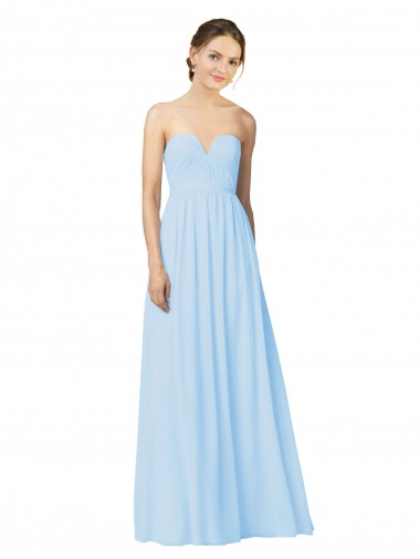 Sem Mangas Amor Chiffon Linha A Azul Céu Claro Longo Vestidos de Madrinha