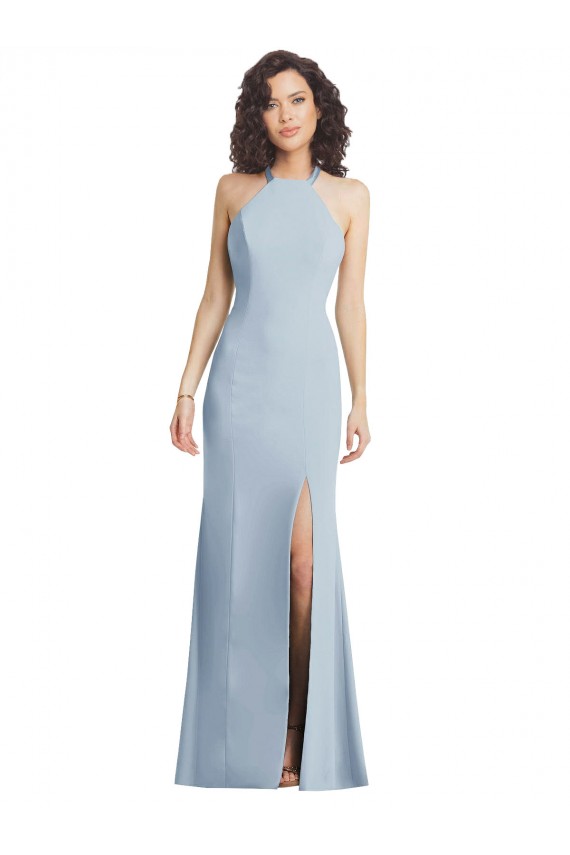 Sem Mangas Cabeçada Criss Cruz Crepe Esticado Trombeta Vestidos de Madrinha / Vestidos de Noite / Vestidos de Festa
