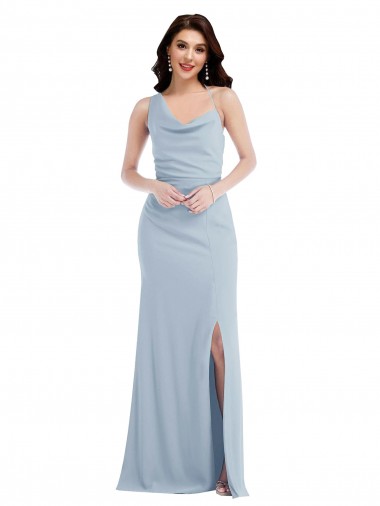 Sem Mangas Um Ombro Crepe Esticado Trombeta Longo Vestidos de Madrinha / Vestidos de Festa