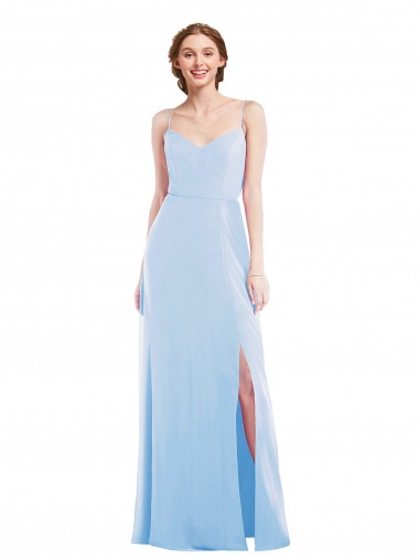 Sem Mangas Alças finas Chiffon Linha A Longo Vestidos de Madrinha / Vestidos de Noite