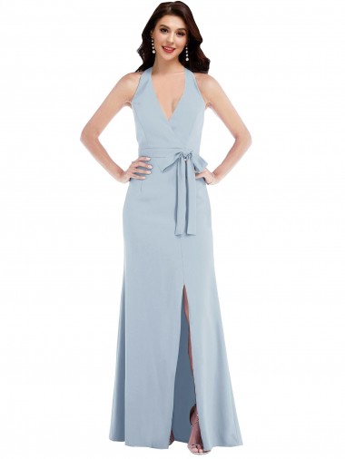 Sem Mangas Cabeçada Abrir de volta Crepe Esticado Linha A Longo Vestidos de Madrinha / Vestidos de Noite / Vestidos de Festa
