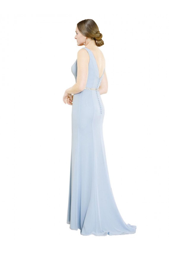 Sem Mangas Decote Barco Lombar Chiffon Linha A Longo Vestidos de Madrinha
