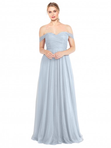 Sem Mangas Fora do Ombro Tule Linha A Vestidos de Madrinha