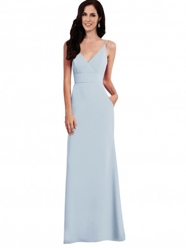 Sem Mangas Alças finas Costas em V Crepe Esticado Trombeta Vestidos de Madrinha / Vestidos de Festa