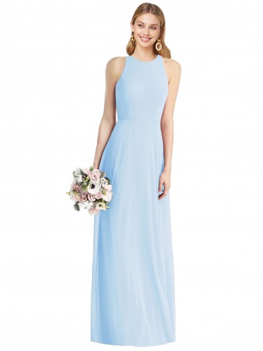 Sem Mangas Cabeçada Chiffon Trombeta Longo Vestidos de Madrinha