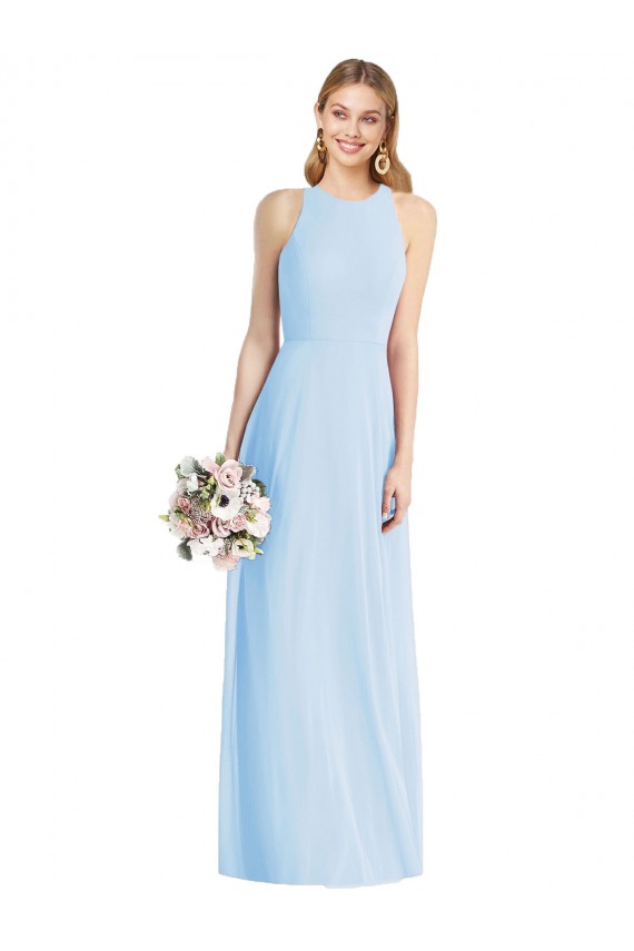 Sem Mangas Cabeçada Chiffon Trombeta Longo Vestidos de Madrinha