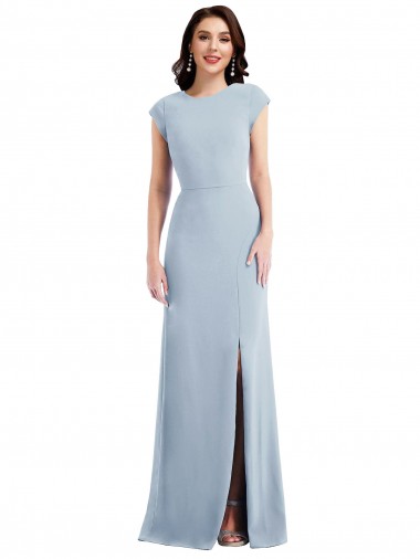 Mangas Curtas Abrir de volta Crepe Esticado Trombeta Vestidos de Madrinha / Vestidos de Noite / Vestidos de Festa