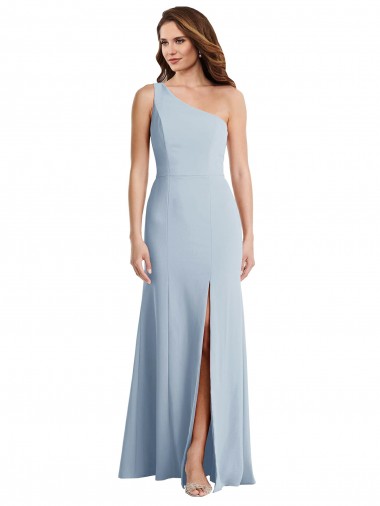Sem Mangas Um Ombro Crepe Esticado Trombeta Longo Vestidos de Madrinha / Vestidos de Noite / Vestidos de Festa