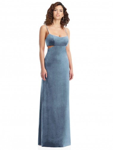 Sem Mangas Decote Quadrado Lombar Veludo Elástico Bainha Vestidos de Madrinha / Vestidos de Noite / Vestidos de Festa