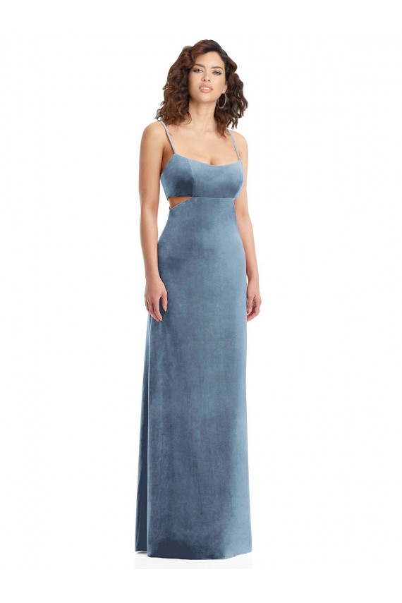 Sem Mangas Decote Quadrado Lombar Veludo Elástico Bainha Vestidos de Madrinha / Vestidos de Noite / Vestidos de Festa
