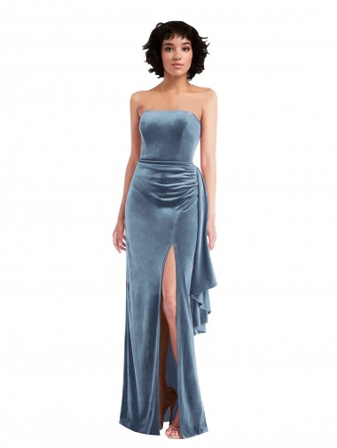 Sem Mangas Sem alças Lombar Veludo Elástico Bainha Vestidos de Madrinha / Vestidos de Noite / Vestidos de Festa