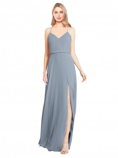 Sem Mangas Fora do Ombro Abrir de volta Chiffon Linha A Vestidos de Festa