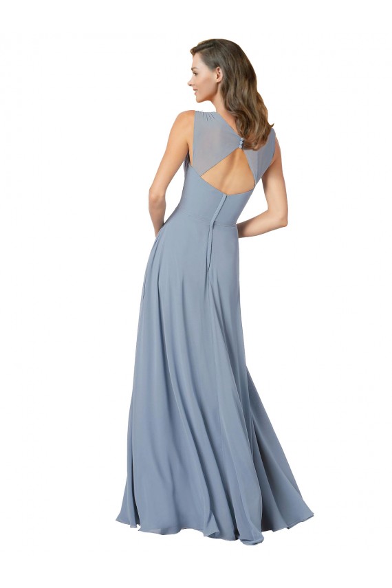 Sem Mangas Alças finas Buraco da fechadura Chiffon Linha A Vestidos de Madrinha
