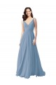 Sem Mangas Decote V Chiffon Linha A Vestido de Noite / Vestidos de Madrinha