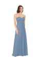 Sem Mangas Amor Lombar Chiffon Linha A Azul Empoeirado Longo Vestidos de Madrinha