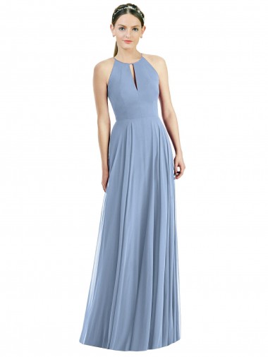 Sem Mangas Cabeçada Chiffon Linha A Vestido de Madrinha / Vestido de Noite