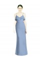 Sem Mangas Alças finas Abrir de volta Chiffon Linha A Azul Empoeirado Longo Vestidos de Madrinha