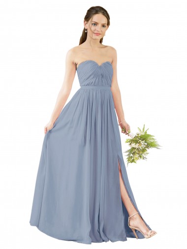 Sem Mangas Amor Abrir de volta Chiffon Linha A Vestido de Madrinha