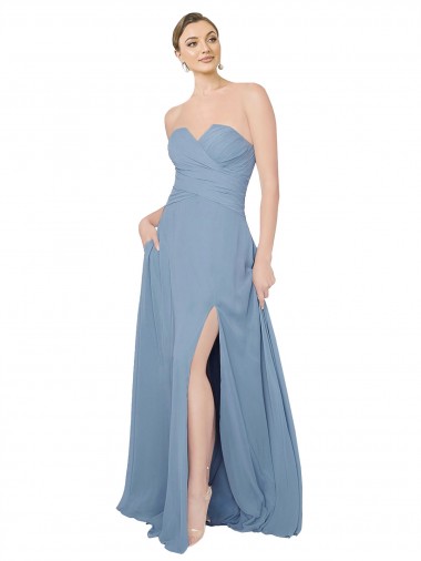 Sem Mangas Amor Lombar Chiffon Linha A Vestidos de Festa / Vestidos de Madrinha