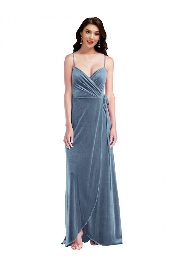 Sem Mangas Amor Lombar Veludo Elástico Linha A Longo Vestidos de Madrinha / Vestidos de Festa