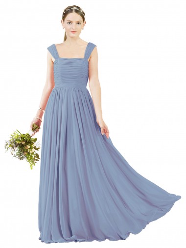 Sem Mangas Decote Quadrado Abrir de volta Chiffon Linha A Vestidos de Madrinha