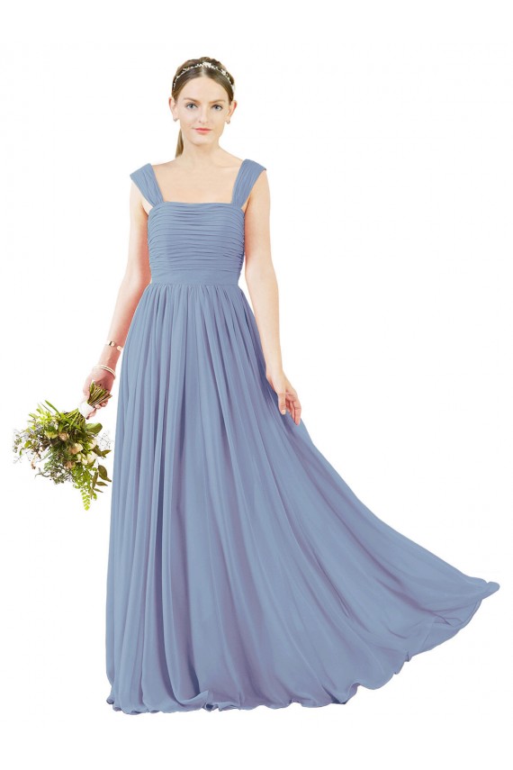 Sem Mangas Decote Quadrado Abrir de volta Chiffon Linha A Vestidos de Madrinha