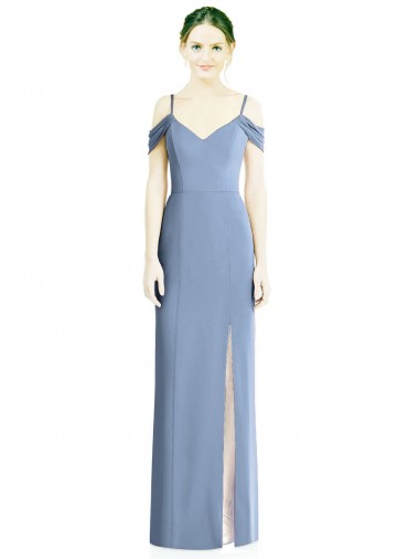 Ombro Frio Fora do Ombro Abrir de volta Chiffon Linha A Vestidos de Madrinha / Vestidos de Noite