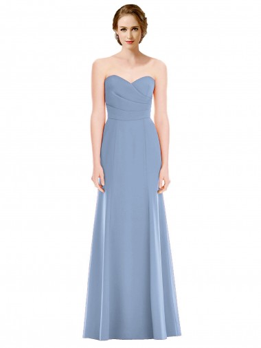 Sem Mangas Amor Chiffon Sereia Longo Azul Empoeirado Vestidos de Madrinha