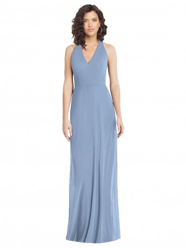 Sem Mangas Cabeçada Abrir de volta Chiffon Trombeta Vestidos de Madrinha / Vestidos de Noite
