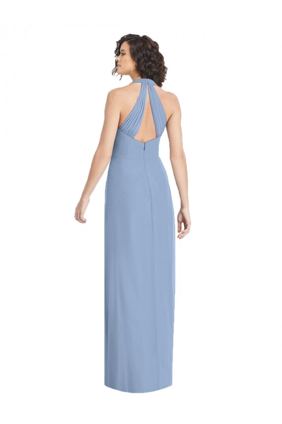 Sem Mangas Cabeçada Abrir de volta Chiffon Trombeta Vestidos de Madrinha / Vestidos de Noite