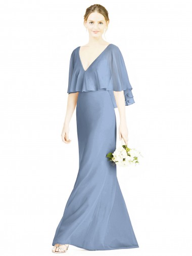 Sem Mangas Decote V Chiffon Trombeta Vestidos de Madrinha