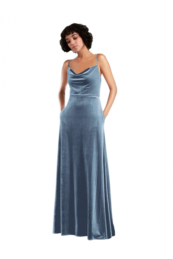 Sem Mangas Decote Capuz Abrir de volta Veludo Elástico Bainha Vestidos de Madrinha / Vestidos de Festa