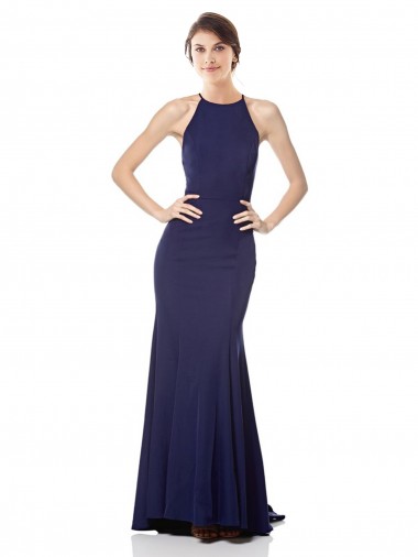 Sem Mangas Cabeçada Crepe Esticado Sereia Longo Vestidos de Madrinha / Vestidos de Noite / Vestidos de Festa