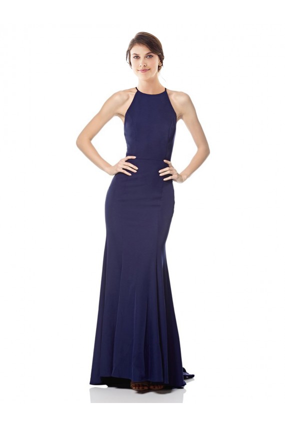 Sem Mangas Cabeçada Crepe Esticado Sereia Longo Vestidos de Madrinha / Vestidos de Noite / Vestidos de Festa